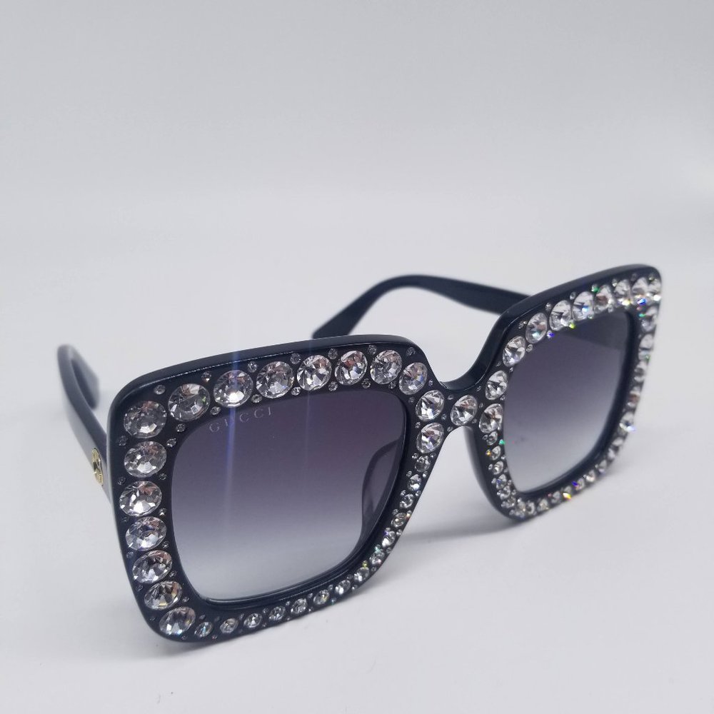 Gucci GG0148 S 001 Sunglasses Crystal Black Frame